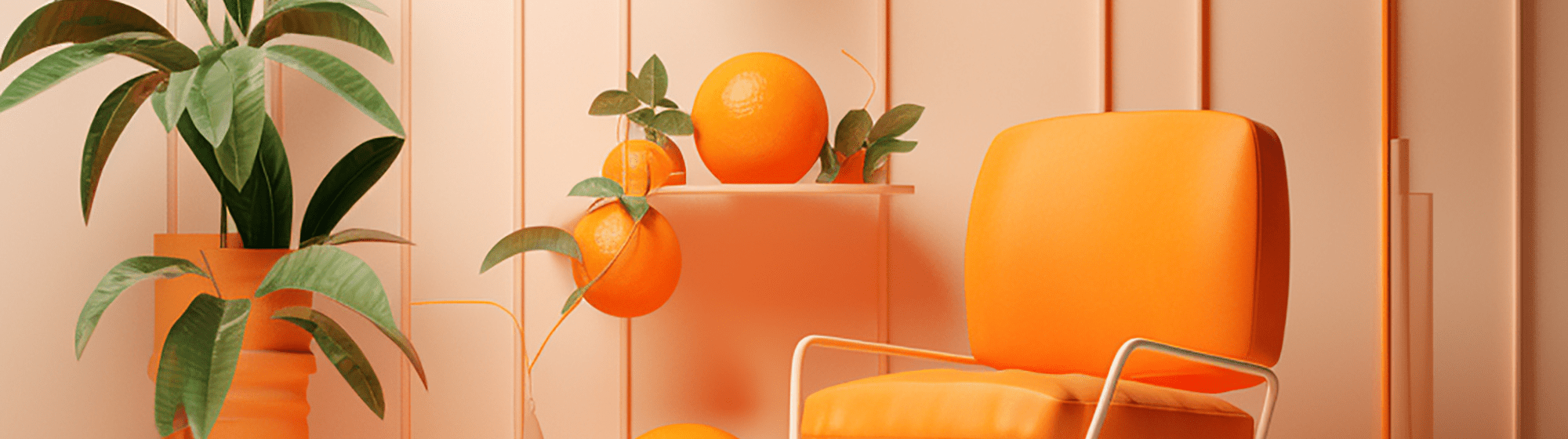 Oranger avec une chaise orange